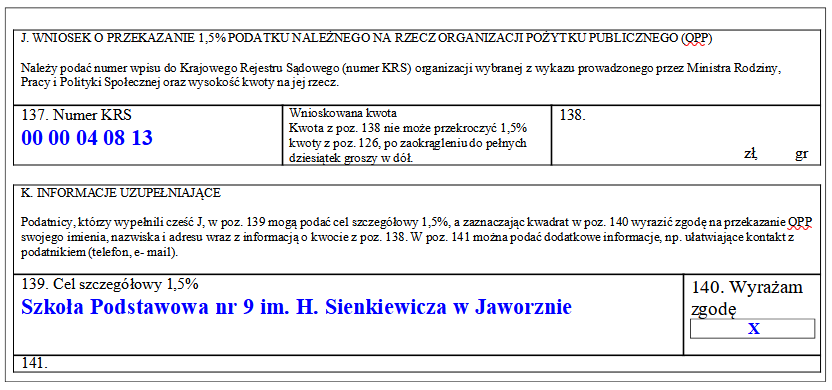 1,5% dla naszej szkoły