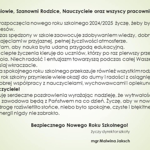 Powiększ obraz: Życzenia na nowy rok szkolny